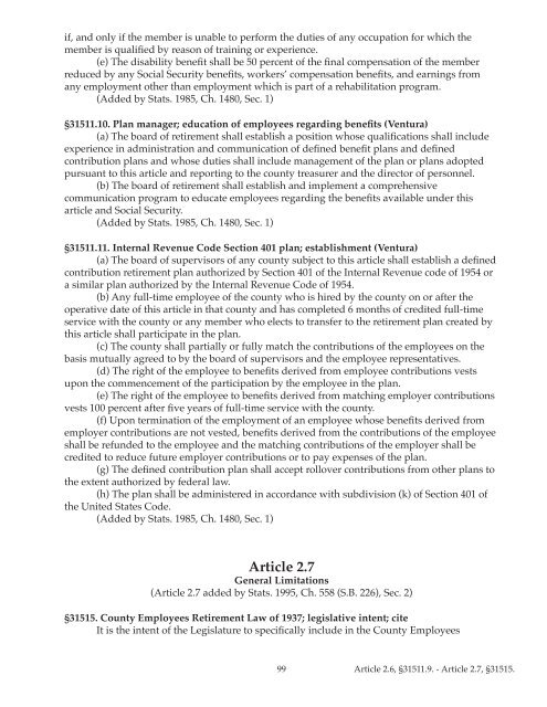 County Employees Retirement Law of 1937 (CERL) - sdcera