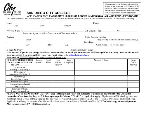 Nursing Application - San Diego City College