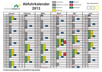 Abfuhrkalender 2013 - Gemeinde NÃ¼mbrecht