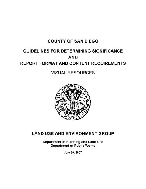 county of san diego guidelines for determining significance and 
