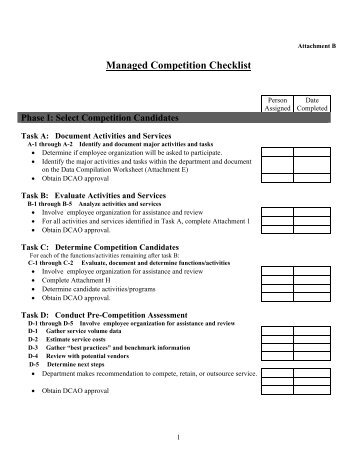 Attachment B: Managed Competition Checklist