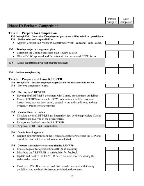 Attachment B: Managed Competition Checklist