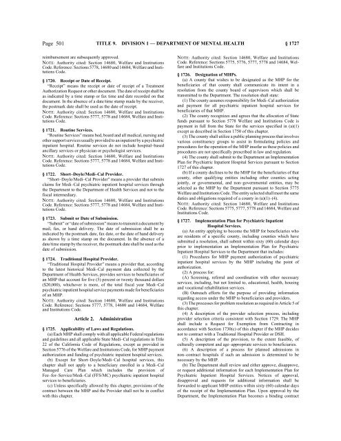 CALIFORNIA CODE OF REGULATIONS - State of California