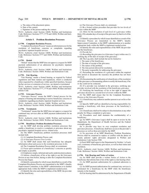 CALIFORNIA CODE OF REGULATIONS - State of California