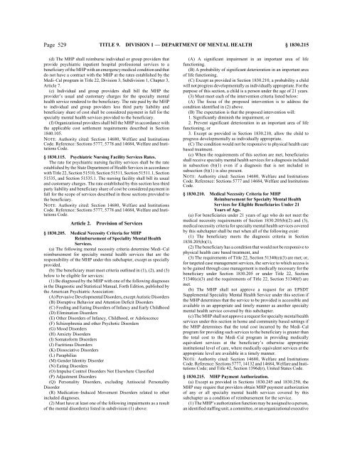 CALIFORNIA CODE OF REGULATIONS - State of California