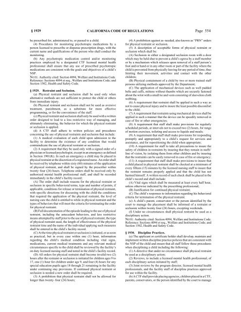 CALIFORNIA CODE OF REGULATIONS - State of California