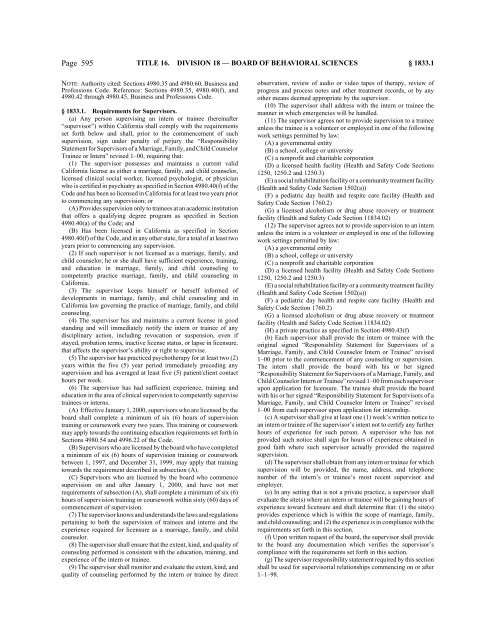 CALIFORNIA CODE OF REGULATIONS - State of California