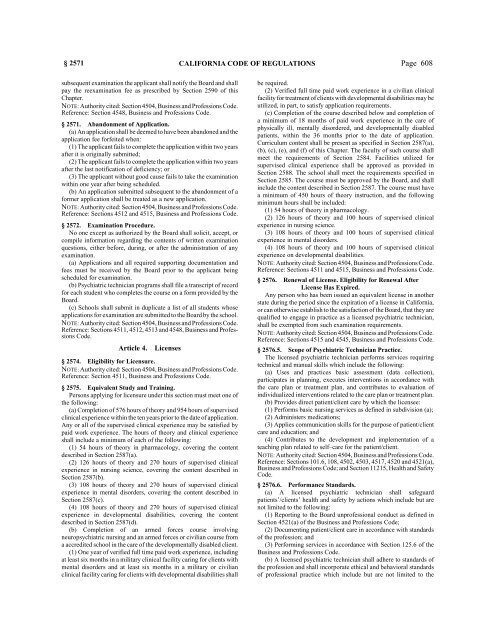 CALIFORNIA CODE OF REGULATIONS - State of California