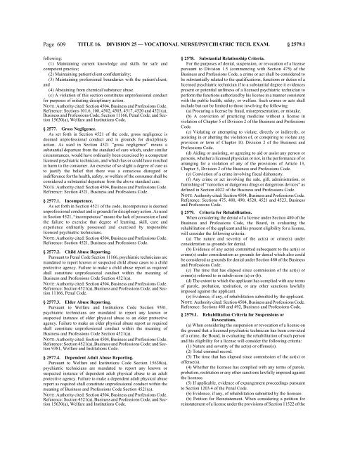 CALIFORNIA CODE OF REGULATIONS - State of California