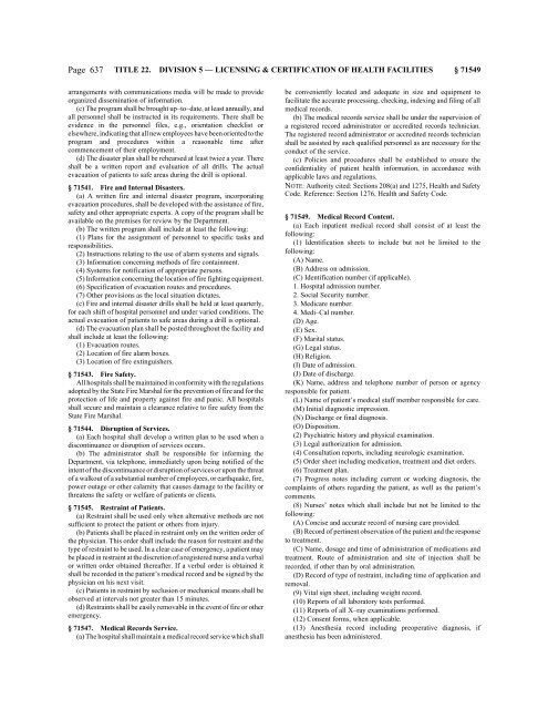 CALIFORNIA CODE OF REGULATIONS - State of California