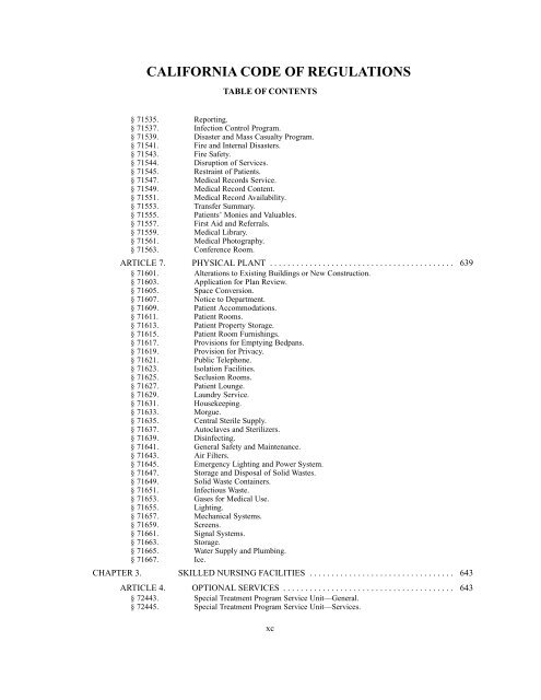 CALIFORNIA CODE OF REGULATIONS - State of California