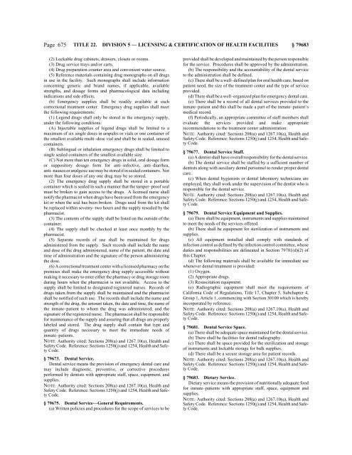 CALIFORNIA CODE OF REGULATIONS - State of California