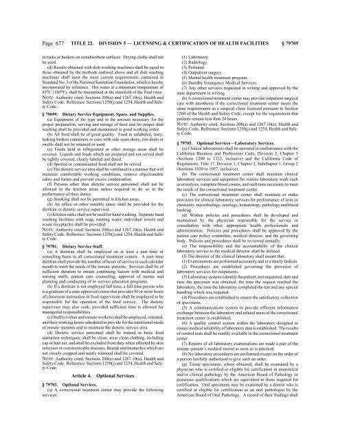 CALIFORNIA CODE OF REGULATIONS - State of California