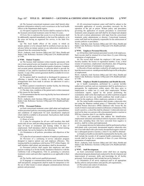 CALIFORNIA CODE OF REGULATIONS - State of California