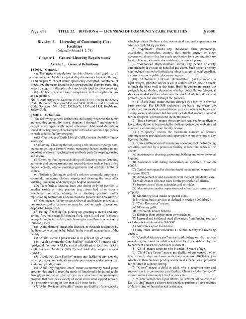 CALIFORNIA CODE OF REGULATIONS - State of California