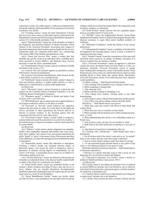 CALIFORNIA CODE OF REGULATIONS - State of California