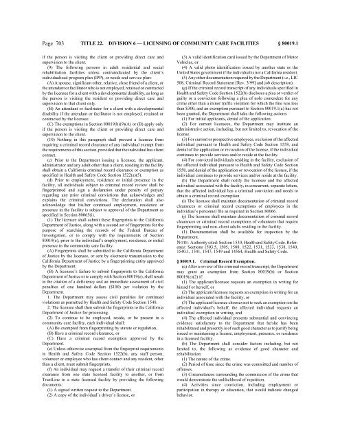 CALIFORNIA CODE OF REGULATIONS - State of California