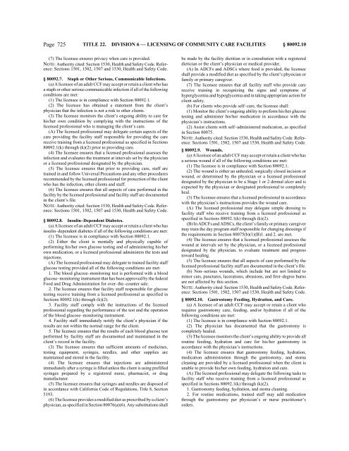 CALIFORNIA CODE OF REGULATIONS - State of California