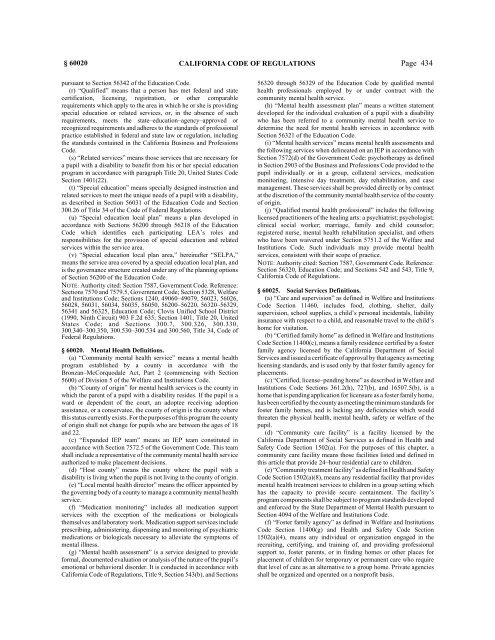 CALIFORNIA CODE OF REGULATIONS - State of California