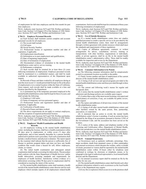 CALIFORNIA CODE OF REGULATIONS - State of California