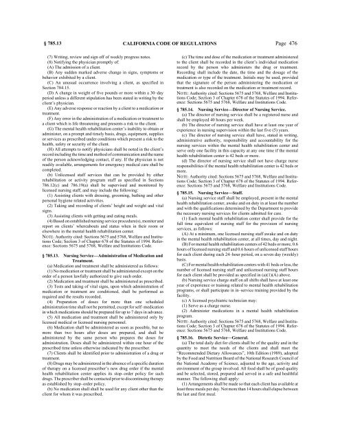 CALIFORNIA CODE OF REGULATIONS - State of California