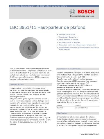 LBC 3951/11 Haut-parleur de plafond - SDE Distribution SDE ...