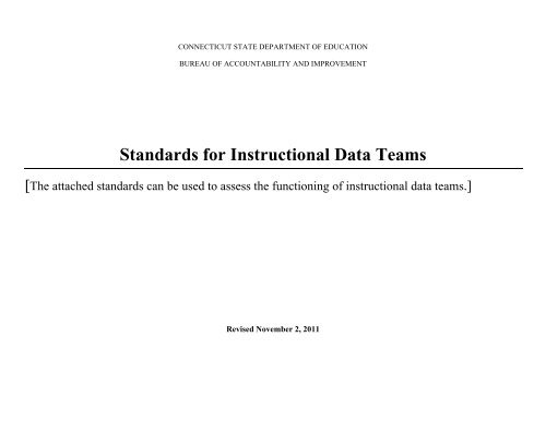Standards for Instructional Data Teams - Connecticut State ...