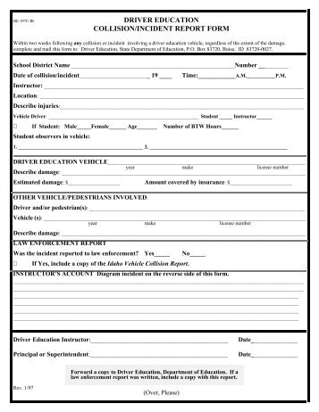 state track amp field incident report form event lane fire incident report idaho