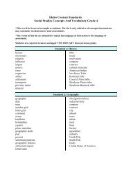 Idaho Content Standards Social Studies Concepts And Vocabulary ...