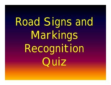 Road Signs Quiz 2003