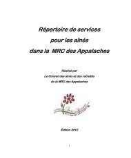 RÃ©pertoire de services pour les aÃ®nÃ©s dans la MRC des Appalaches