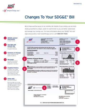 Sample Residential SDG&E Bill - San Diego Gas & Electric