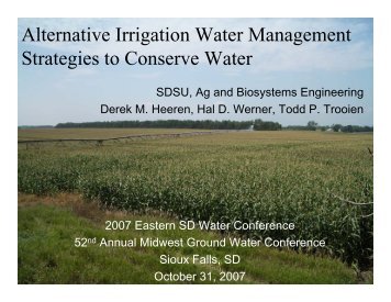 Alternative Irrigation Water Management Strategies to Conserve Water