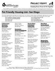 Pet Friendly Housing List - San Diego Humane Society and SPCA