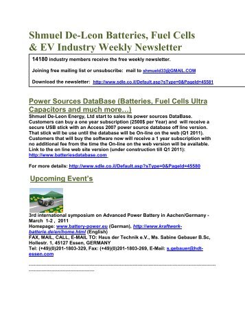 Shmuel De-Leon Batteries, Fuel Cells & EV Industry Weekly ...