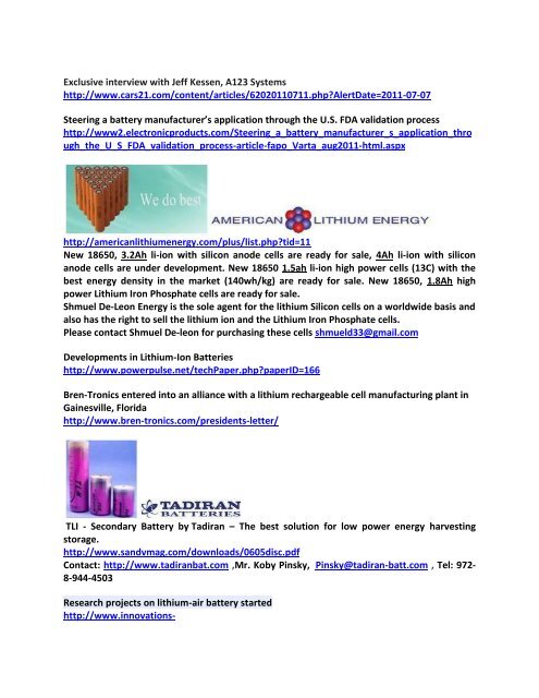 Weekly Newsletter for Batteries, Fuel Cells & the EV Industries