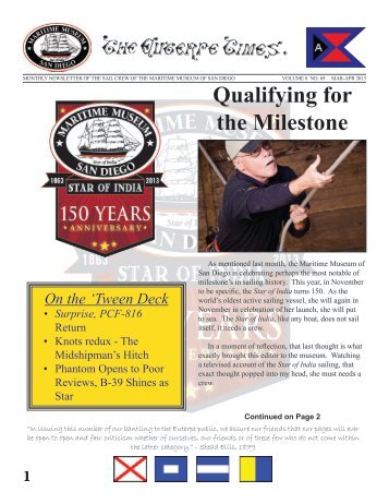 Qualifying for the Milestone - Maritime Museum of San Diego