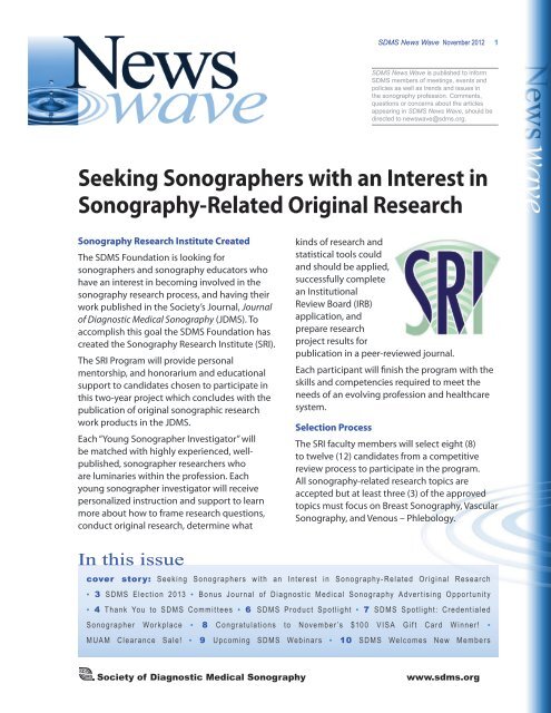 Seeking Sonographers with an Interest in Sonography-Related ...