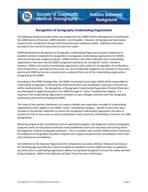 Position Statement Background - Society of Diagnostic Medical 