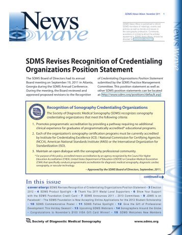 SDMS Revises Recognition of Credentialing Organizations Position ...