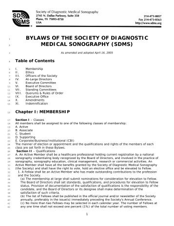 bylaws of the society of diagnostic medical sonography (sdms)