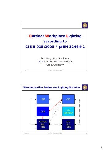 Outdoor Workplace Lighting according to CIE S 015:2005 ... - SDR