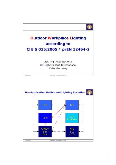Outdoor Workplace Lighting according to CIE S 015:2005 ... - SDR