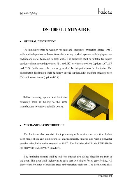 DS-1000 LUMINAIRE - SDR