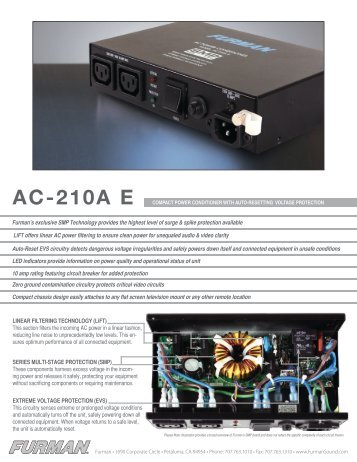 ac-210a e compact power conditioner with auto ... - Furman Sound