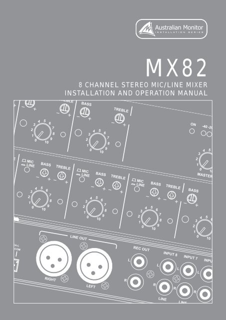 8 channel stereo mic/line mixer installation and operation manual