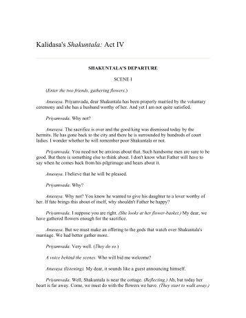 Kalidasa's Shakuntala: Act IV