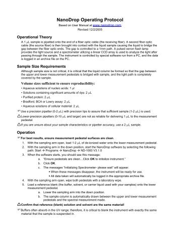 NanoDrop Operating Protocol