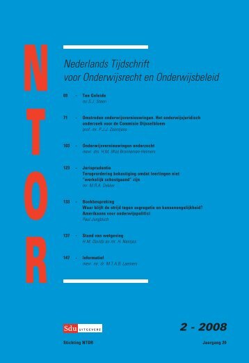 Nederlands tijdschrift voor onderwijsrecht en onderwijsbeleid - Sdu