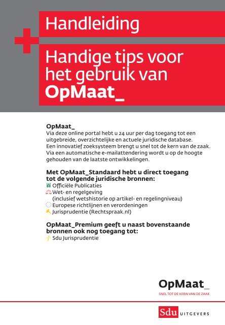 Handleiding Handige tips voor het gebruik van OpMaat - Sdu